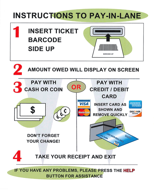 Instructions on Using the Parking Garages Automated Pay-In-Lane system
