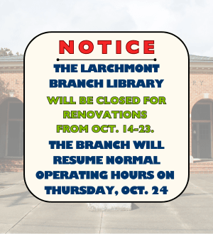photo of branch with graphic of closing details. 