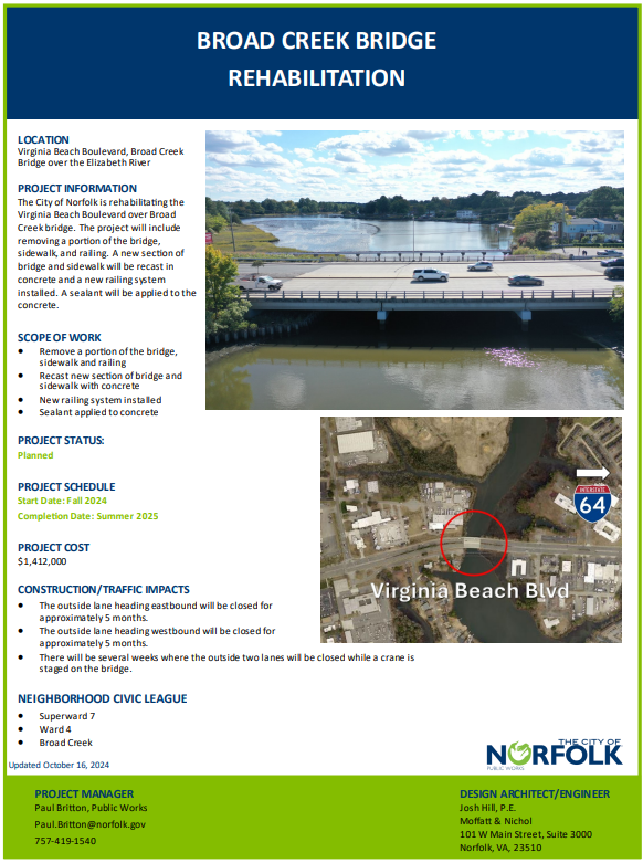 broad creek bridge project sheet screen grab