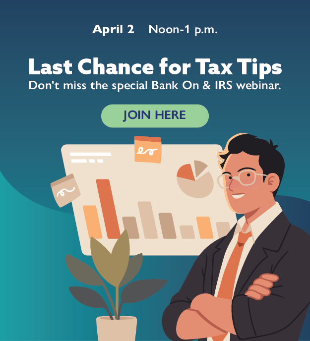 Bank On and IRS Tax Filing Webinar Image Link