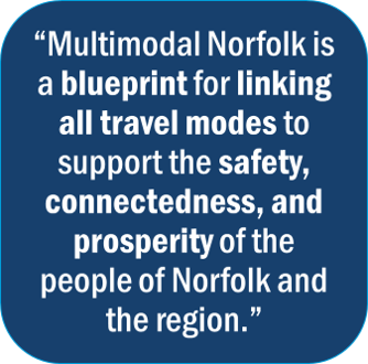"Multimodal Norfolk is a blueprint for linking all travel modes to support the safety, connectedness, and prosperity of the people of Norfolk and the region."