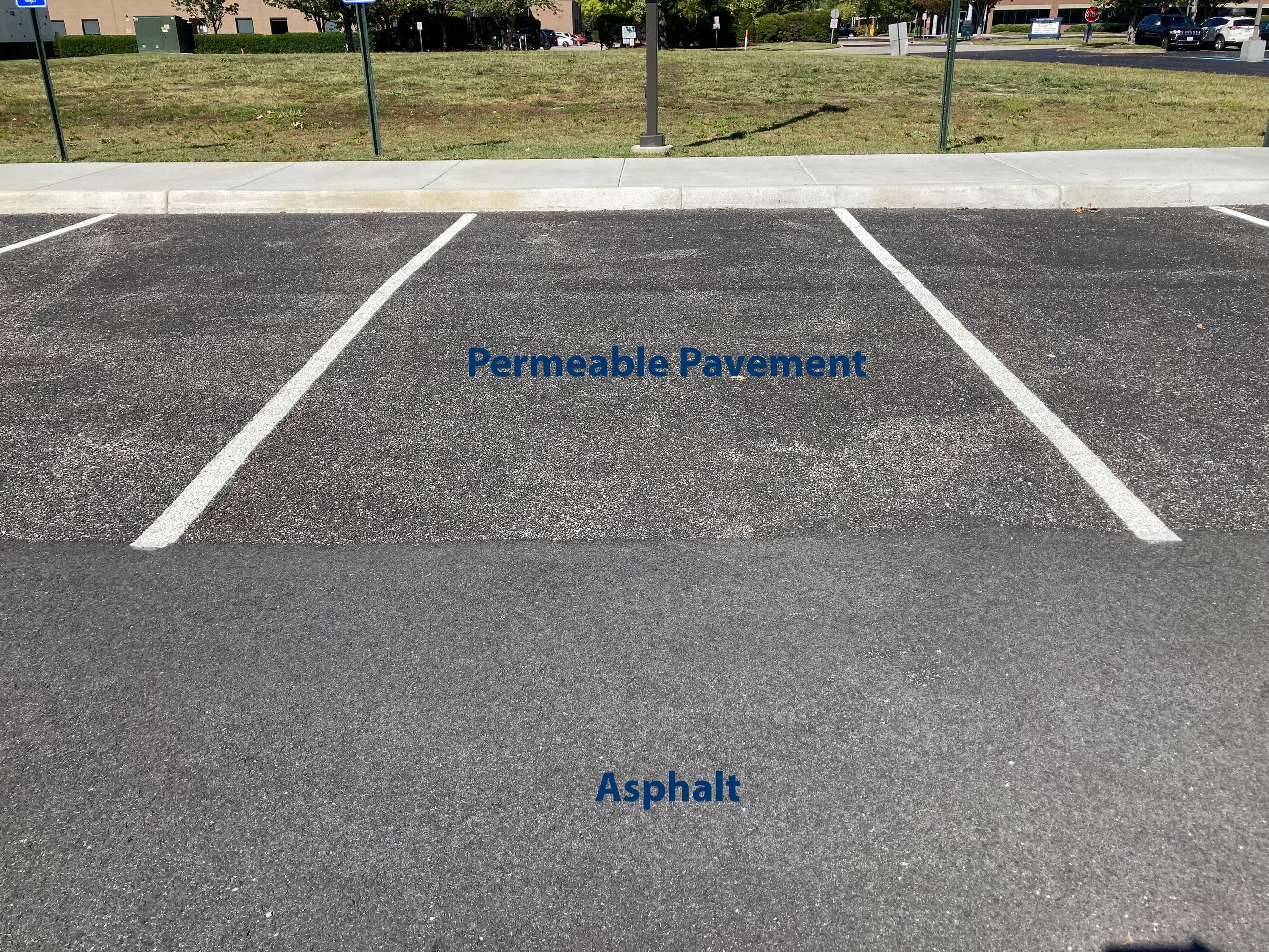 Picture Permeable Pavement next to Asphalt